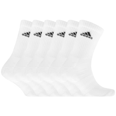 Mens Adidas Cushioned Sportswear Ankle Socks 6 Pack White